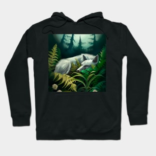 White wolf among the ferns Hoodie